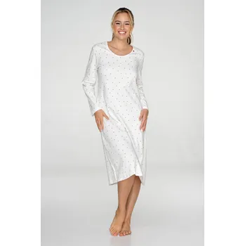 Dámská noční košile TIMO Timo | Prodloužená bavlněná noční košile Beige Dots - 2XL / 02