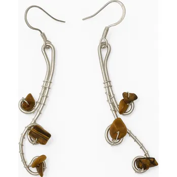 Náušnice Visací bižuterní náušnice s přírodním tygřím okem