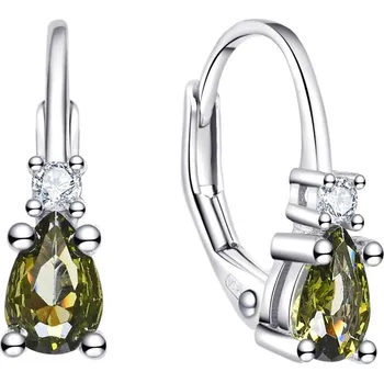 Náušnice 4U Stříbrné náušnice s olivově zelenými zirkony