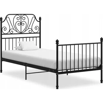 Postel Kovový rám postele, 206x104x124 cm, černý