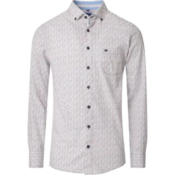 Pánská košile Velká pánská vzorovaná košile s dlouhým rukávem Redmond 252020111-210 bílá-oranžová (2XL)