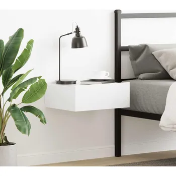 Noční stolek vidaXL Nástěnný noční stolek bílý vysoký lesk 40x30x15 cm