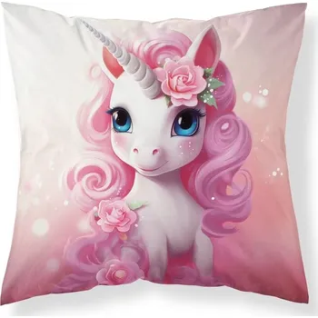 Povlak na dekorativní polštářek DETEXPOL Povlak na polštářek Jednorožec růže micro Polyester, 40/40 cm