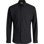 Velká elastická pánská košile s dlouhým rukávem hladká – Jack & Jones 12283532 černá (6XL)