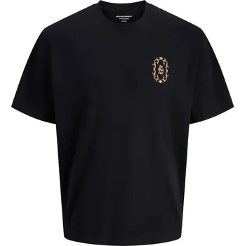 Pánské tričko Velké pánské vánoční tričko s potiskem na zádech Jack & Jones 12287900 černé (5XL)