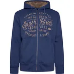 Pánská velká mikina KAM 7087 zapínací zateplená s kapucí a potiskem tmavě modrá (7XL)