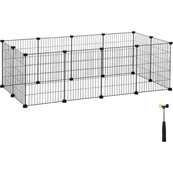SONGMICS Ohrádka pro morčata, 143x73x46cm, černá Úložná kostka