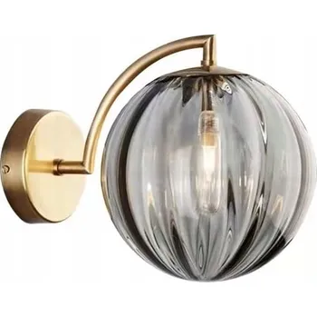 Nástěnné svítidlo GRENADA GREY NÁSTĚNNÁ LAMPA MOSAZ ŠEDÉ SKLO