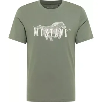 Pánské tričko Velké pánské tričko Mustang 1016858-6473 s krátkým rukávem a potiskem khaki (4XL)