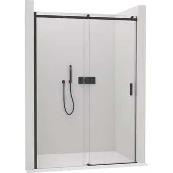 CERANO Sprchové posuvné dveře Santoro L/P 8mm černá mat, transparent sklo 130x195