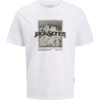 Oblečení a móda Pánské tričko ve velkých velikostech s krátkým rukávem a potiskem Jack & Jones 12287093 bílý (6XL)