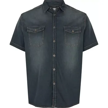 Pánská košile Pánská velká džínová košile s krátkým rukávem North 56°4 41338-0585 námořnická modrá (3XL)