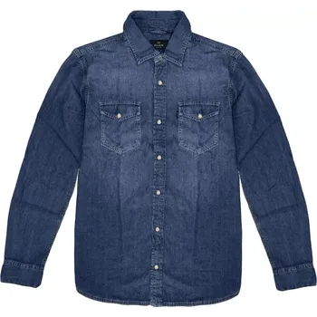 Pánská košile Velká pánská džínová košile s dlouhým rukávem Double Urban Outfitters DS-5067 tmavě modrá (5XL)