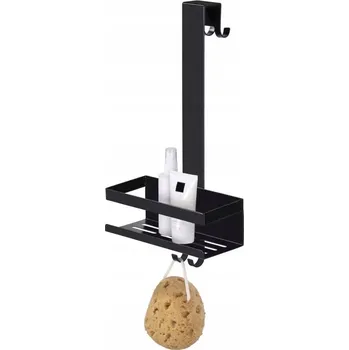 Koupelnový nábytek KOUPELNOVÁ POLICE NEREZOVÁ OCEL 18 X 23 X 44,5 CM ČERNÁ BEZ VRTÁNÍ