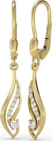 Couple, Visací náušnice Adeline, žluté zlato se zirkony, 585-66-3-0378.0Z00.0.00.001.10