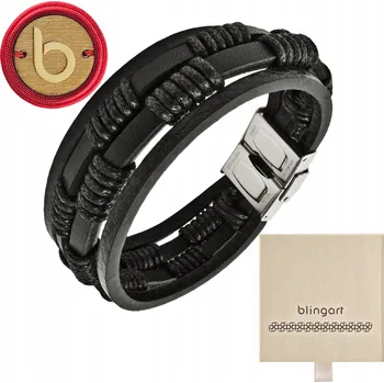 Náramek Kožený náramek Blingart UB0199 černý