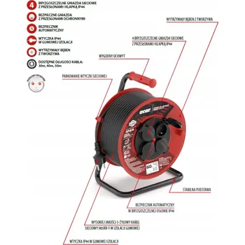 Napájecí kabel Prodlužovací kabel Acar Prodlužovací Kabel 50 m, 4 ks , černý