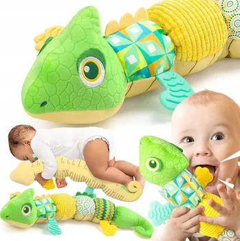 SENZORICKÝ CHAMELEON pro miminko 6m+ HUDBA ZVUKY ŠUSTĚNÍ KOUSÁTKO MĚŘÍTKO