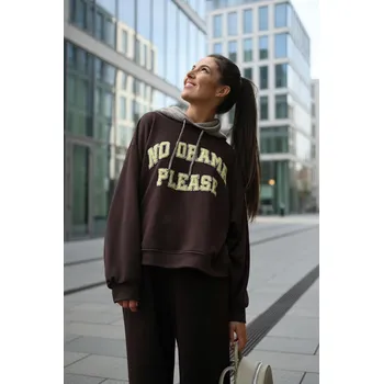 Dámská mikina NO DRAMA HNĚDÁ MIKINA BEZ KAPUCE PECA del SOL