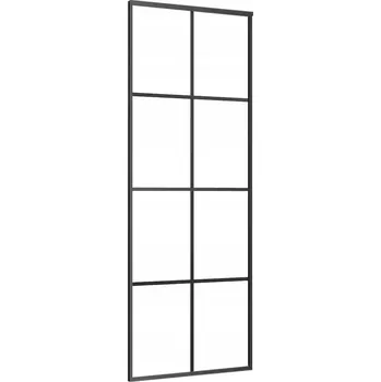 Interiérové dveře Posuvné skleněné dveře 76 x 205 cm, černé, hliníkový rám