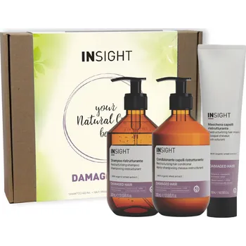 Kosmetická sada Sada INSIGHT DAMAGED HAIR šampon 350 ml + kondicionér 350 ml + maska 200 ml dárkový box
