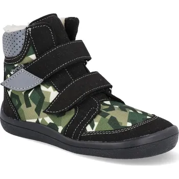 Dívčí obuv Barefoot dětské zimní boty Beda - Black Jungle s okopem vegan zelené Velikost: 28