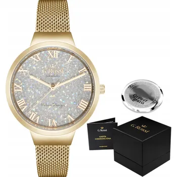 Hodinky Dámské hodinky G. Rossi BELLITA zlaté s krystaly, elegantní – DÁREK