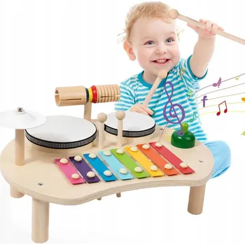 Hudební nástroj pro děti MUZIKÁLNÍ STOLEK JARO DŘEVĚNÉ HUDEBNÍ NÁSTROJE VZDĚLÁVACÍ SADA DÁREK