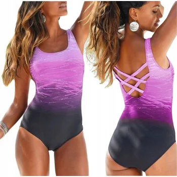 Dámské plavky JEDNODÍLNÉ PLAVKY MONOKINI BOHO FIALOVÉ KOSTÝM NA BAZÉN M