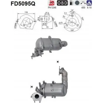 Filtr pevných částic AS FD5095Q Filtr pevných částic / DPF filtr, výfukový systém