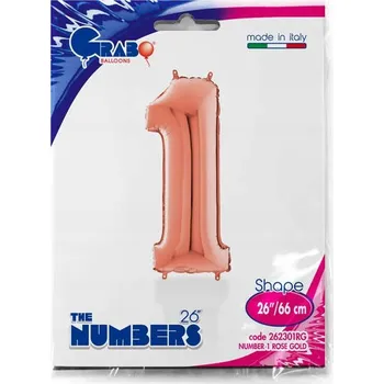 Foliový balónek číslice 1 66 cm růžové zlato