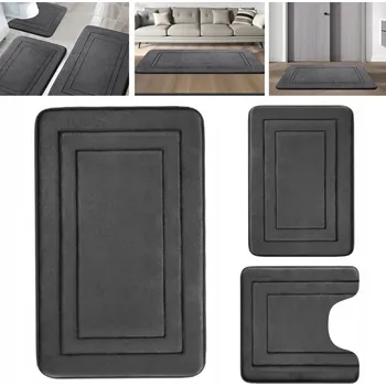 Koupelnová předložka KOUPELNOVÁ PŘEDLOŽKA TMAVĚ ŠEDÁ HOTELOVÁ SADA 3ks - RUČNÍK NA NOHY