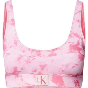 Dámské plavky Dámský plavkový top Calvin Klein KW0KW02122 0JV Ck Tie Dye Pink Aop Velikost: XL