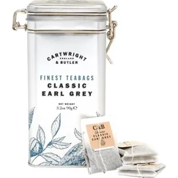 Čaj Cartwright & Butler Earl Grey Tea Bags Černý čaj Earl Grey v plechové dóze, 90 g