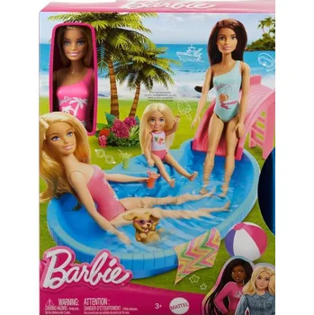 Barbie panenka s bazénem a skluzavkou