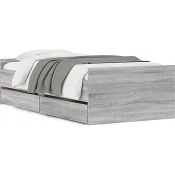 Postel Rám postele se zásuvkami 203x93 cm šedý dub