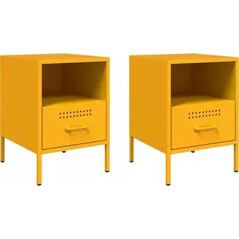 Noční stolek Hořčicově žlutý industriální noční stolek 36 x 39 x 50,5 cm