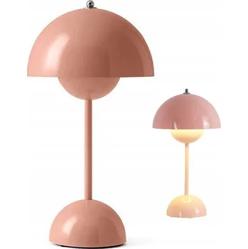 Lampička BEZDRÁTOVÁ STOLNÍ LAMPA HŘÍBEK LED DOTYKOVÉ OVLÁDÁNÍ 3 BARVY RŮŽOVÁ