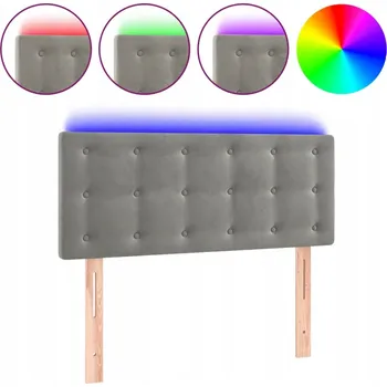 Čelo postele s LED, světle šedý samet, 80 x 5 x 78/88 cm