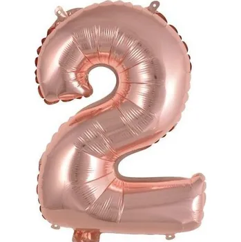 Balónek Foliový balónek "Číslice 2", růžové zlato, 15", DGT