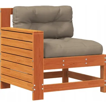 Zahradní sedátko s polštáři, masivní borovicové dřevo, voskově hnědá barva, 69x62x