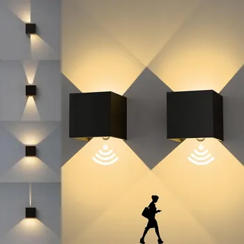 Venkovní osvětlení Venkovní LED nástěnné svítidlo fasádní zahradní 12W IP65 s čidlem