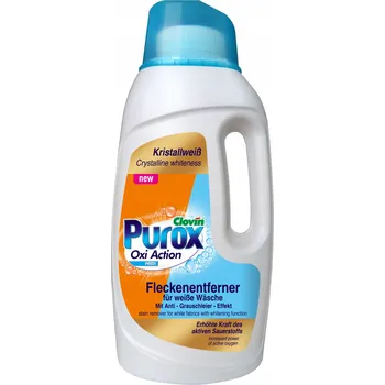 Přípravek na praní Purox Odstraňovač skvrn s aktivním kyslíkem pro bílé prádlo, tekutý, 1,5 l
