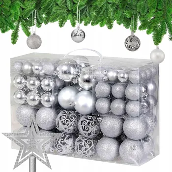 Vánoční dekorace PREMIUM VÁNOČNÍ BAŇKY NA STROMEČEK NEROZBITNÁ SADA 101 Ks VÁNOČNÍ OZDOBY KOMPLET