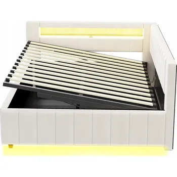 Postel Jednolůžková dřevěná postel Arhatreya 140x200 v odstínech béžové