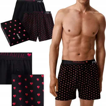 Boxerky Pánské boxerky ATLANTIC 2GMB-011 2 ks bavlna volné SRDCE - M