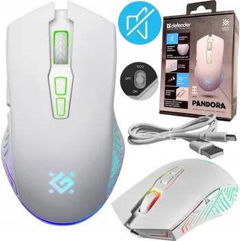 Myš Bezdrátová myš Defender PANDORA GM-502 optická 3200dpi bílá RGB AKUMU