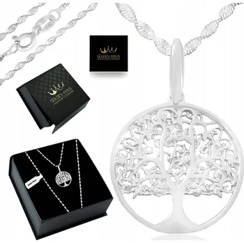 Náhrdelník STŘÍBRNÝ DÁMSKÝ NÁHRDELNÍK PŘÍVĚSEK STROMEK ŠTĚSTÍ 925 PRO ŽENU 40 CM