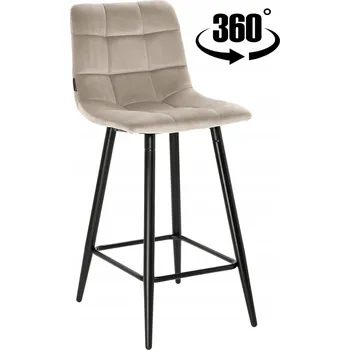 Barová židle Barová Židle velurová barová židle béžová otočná pro kuchyň, ostrov TORE-S 65 cm