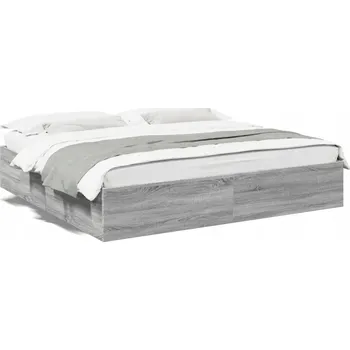 Postel Rám postele dřevěný 203x203 cm, šedý dub sonoma